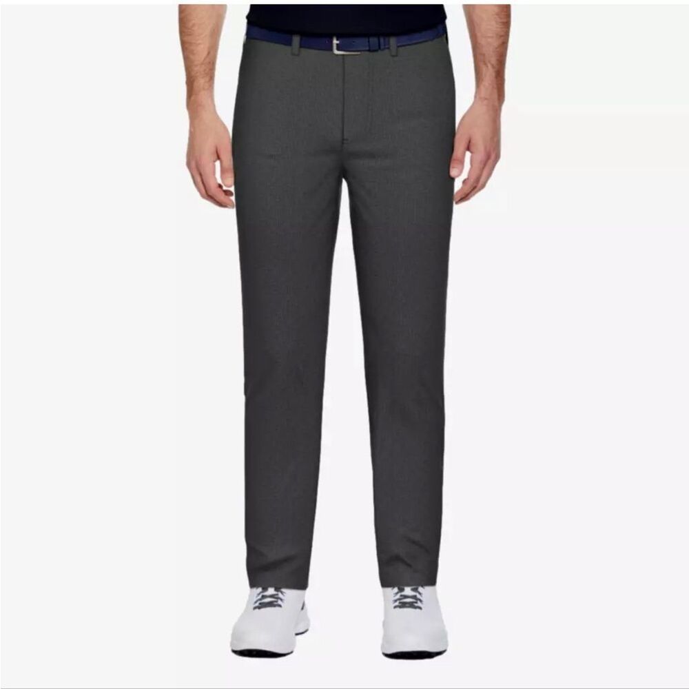 PGA TOUR Flat Front Micro Grid Textured Trousers Tradewinds Grey 38x32